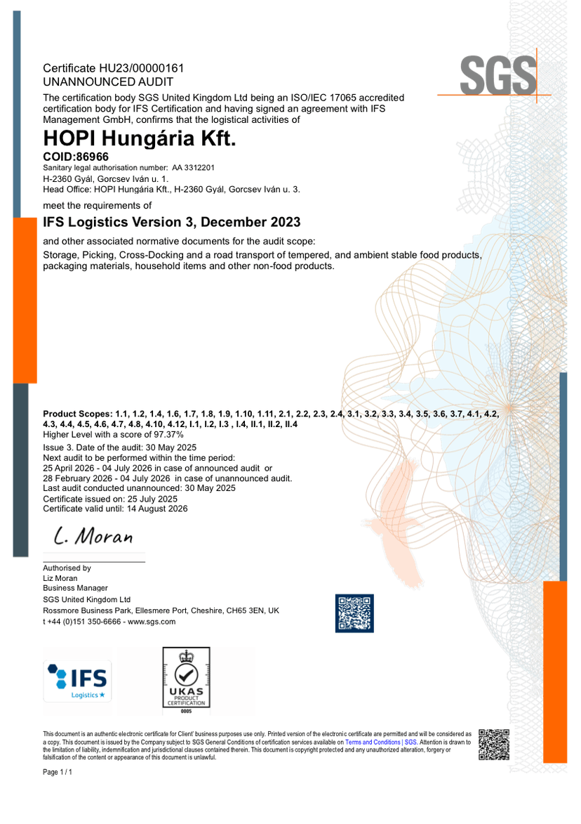 IFS Logistics — Gyál, Gorcsev u. 1 (HU)