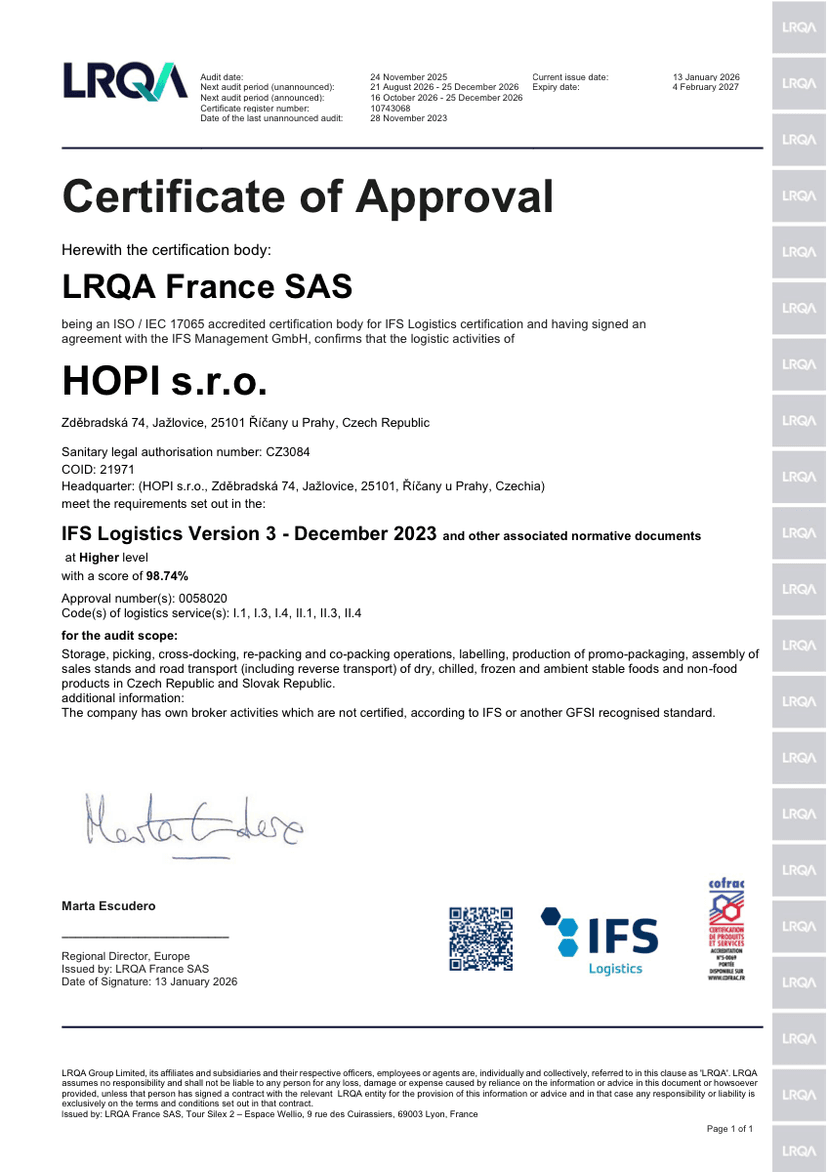 IFS Logistics — Jažlovice