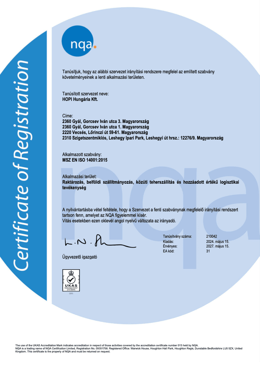 ISO 14001 HU (NQA)