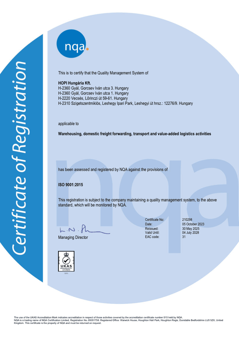 ISO 9001 HU (NQA)