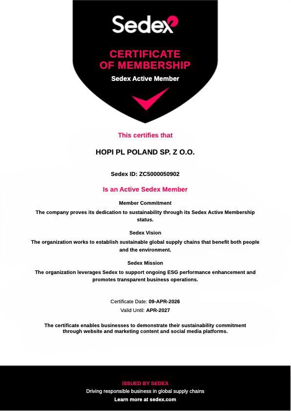 Sedex certificate PL